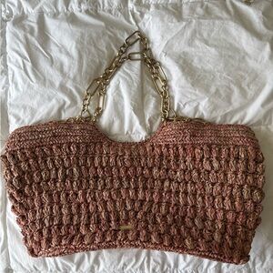 Cult Gaia Pink Shoulder Bag with Woven Design